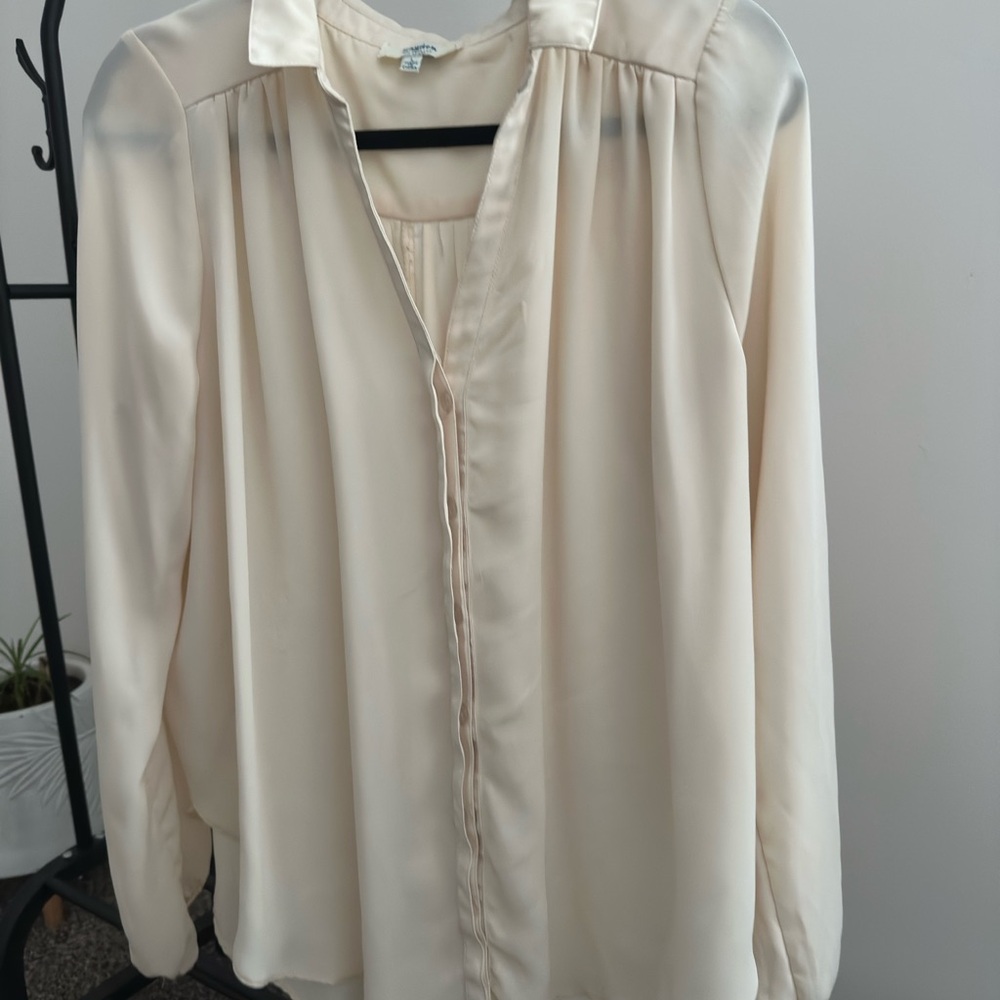 Elegant Cream Long Sleeve Blouse